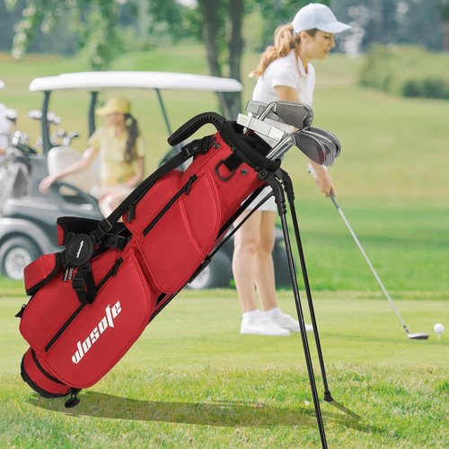 Lightweight Golf Stand Bag - 3-Way Dividers, Fits 5-9 Clubs - Small Sunday Bag for Men & Women, Par 3, Driving Range & Executive Courses - Waterproof, Dual Straps & Rain Cover Included