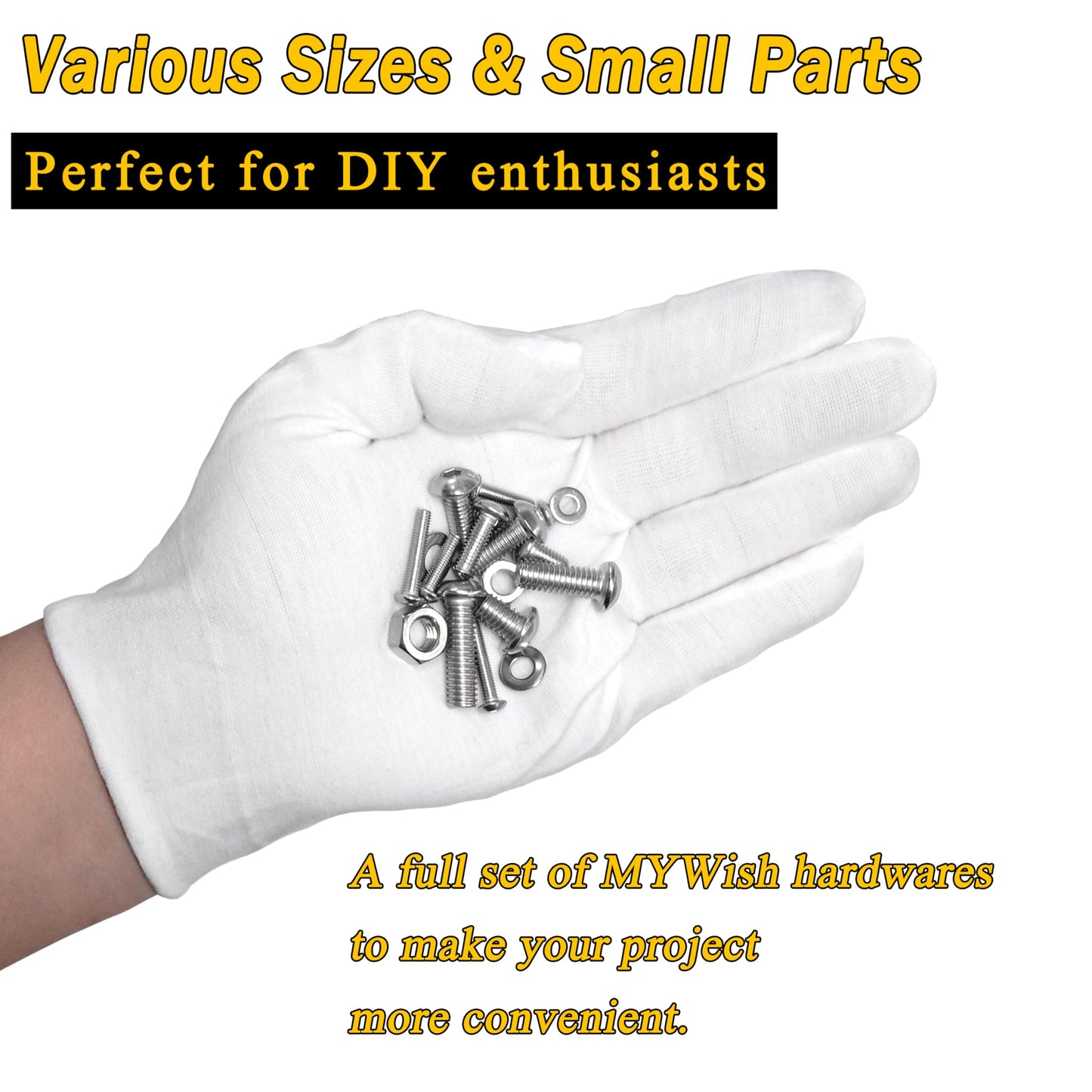 Mywish 550Pcs M3 Screw Metric Screw Assortment, 304 Stainless Steel Hex Socket Button Head, 3D Printer DIY Metric Bolt Assortment, Flat & Spring Lock Washers/Nuts/Hex Wrenche M3*6/8/12/14/16/20/25mm