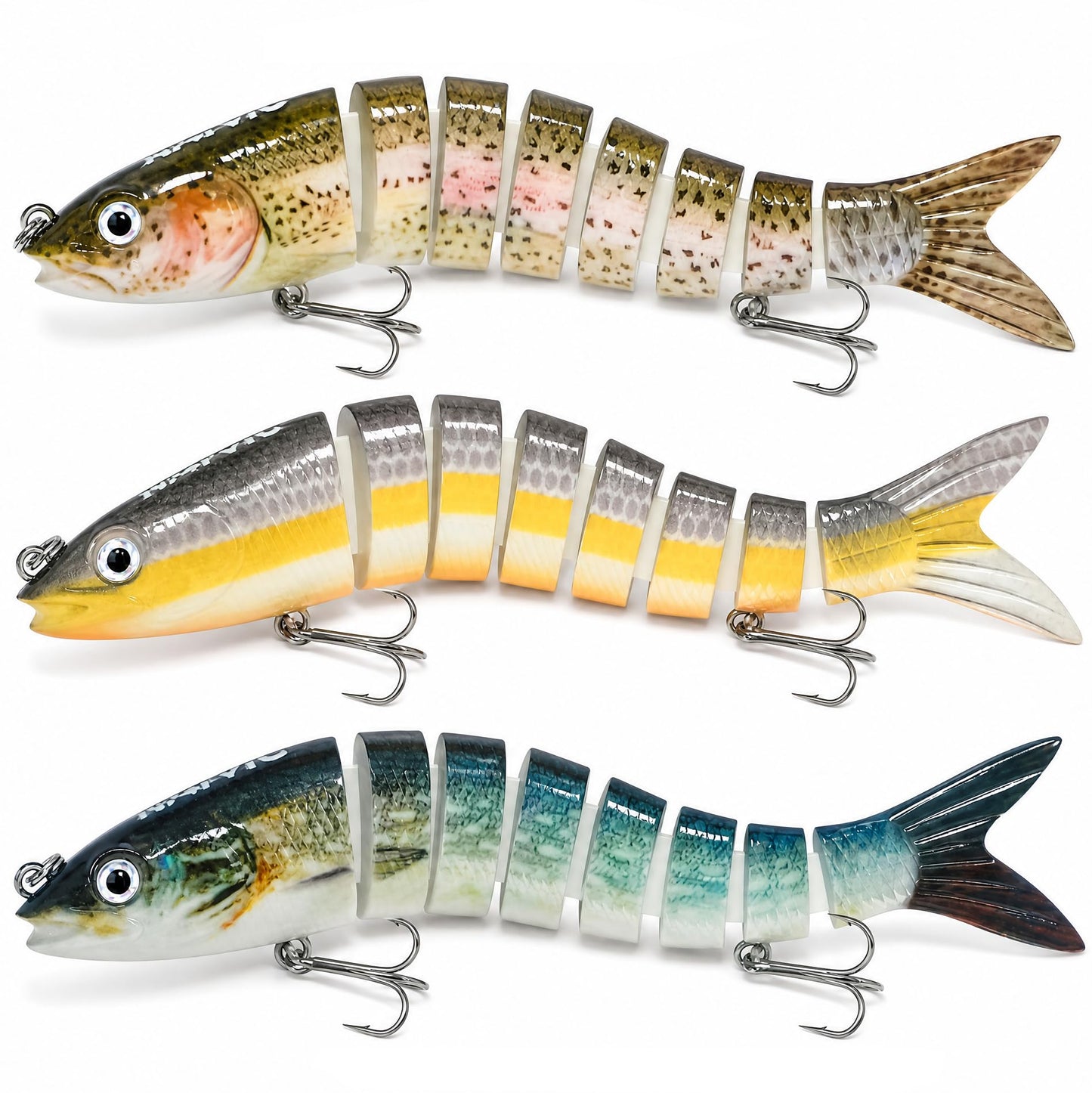 NATVIC Jointed Swimbait 3 Pack, Slow Sinking Bass Fishing Lures