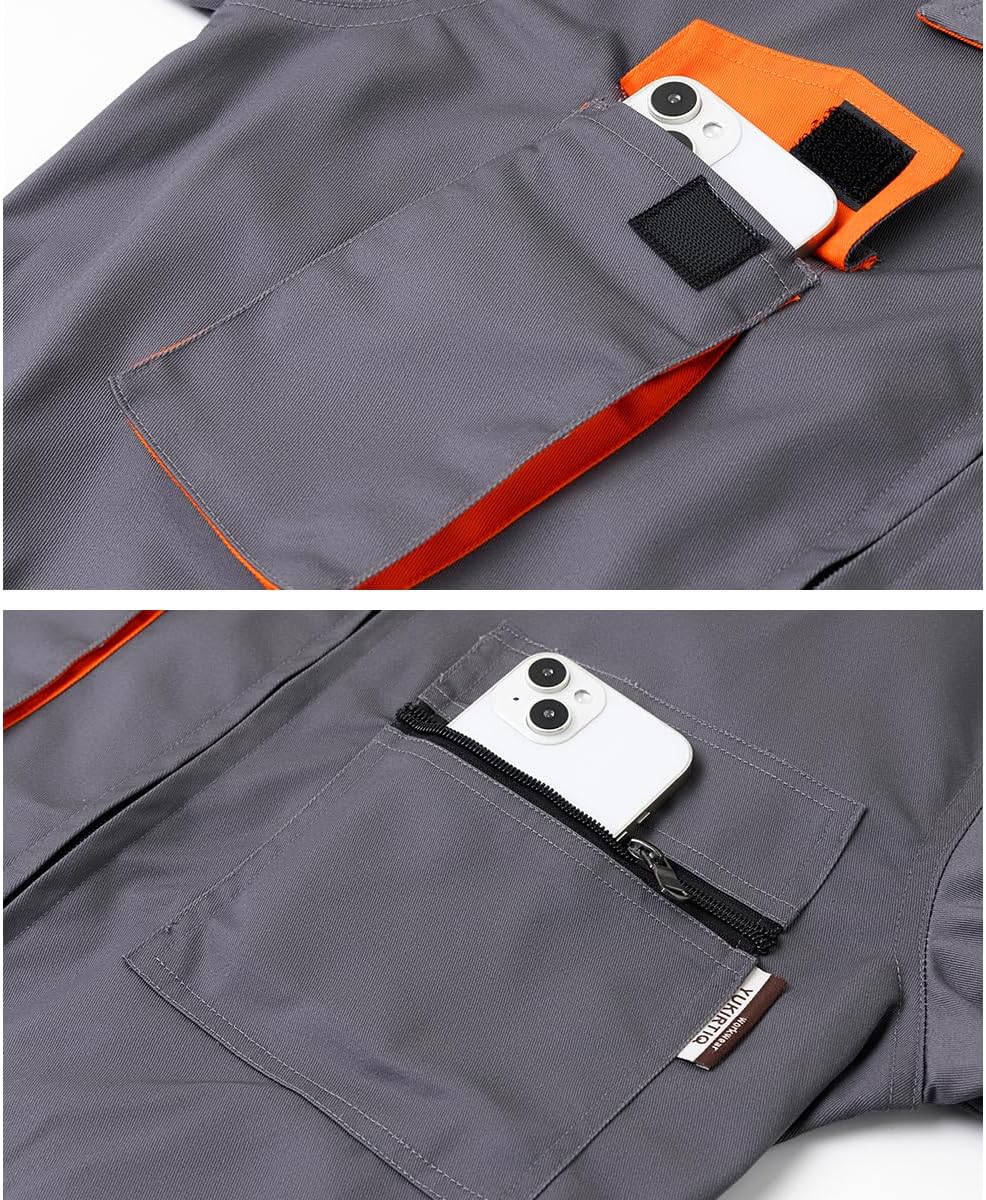 Men's Coveralls Mechanic Work Jumpsuit Multi Pockets Overalls Long Sleeve Workwear Coverall