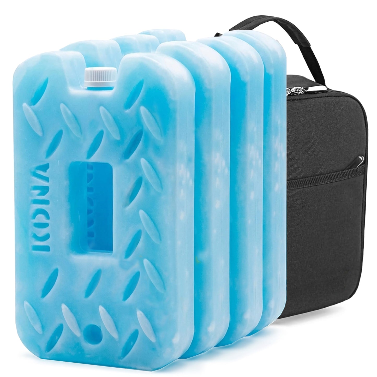 Kona Blue/Ice Ice Packs for Lunch Box - 2 lb Freezer Packs Compatible With Yeti Cooler Bags | Dry Ice Shock Pack, Long-Lasting Reusable Ice Packs for Lunch Bags (10" x 5.5" x 1.5" Pack of 4)