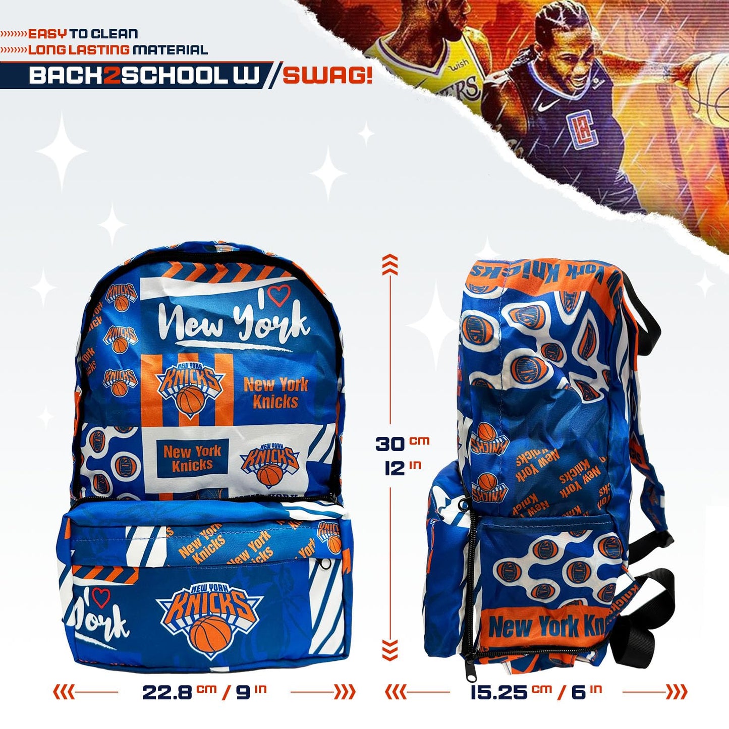Pro Specialties Group New York Knicks Transformable 2-in-1 Mini Backpack: Convertible, Stylish, water-resistant travel belt bag.