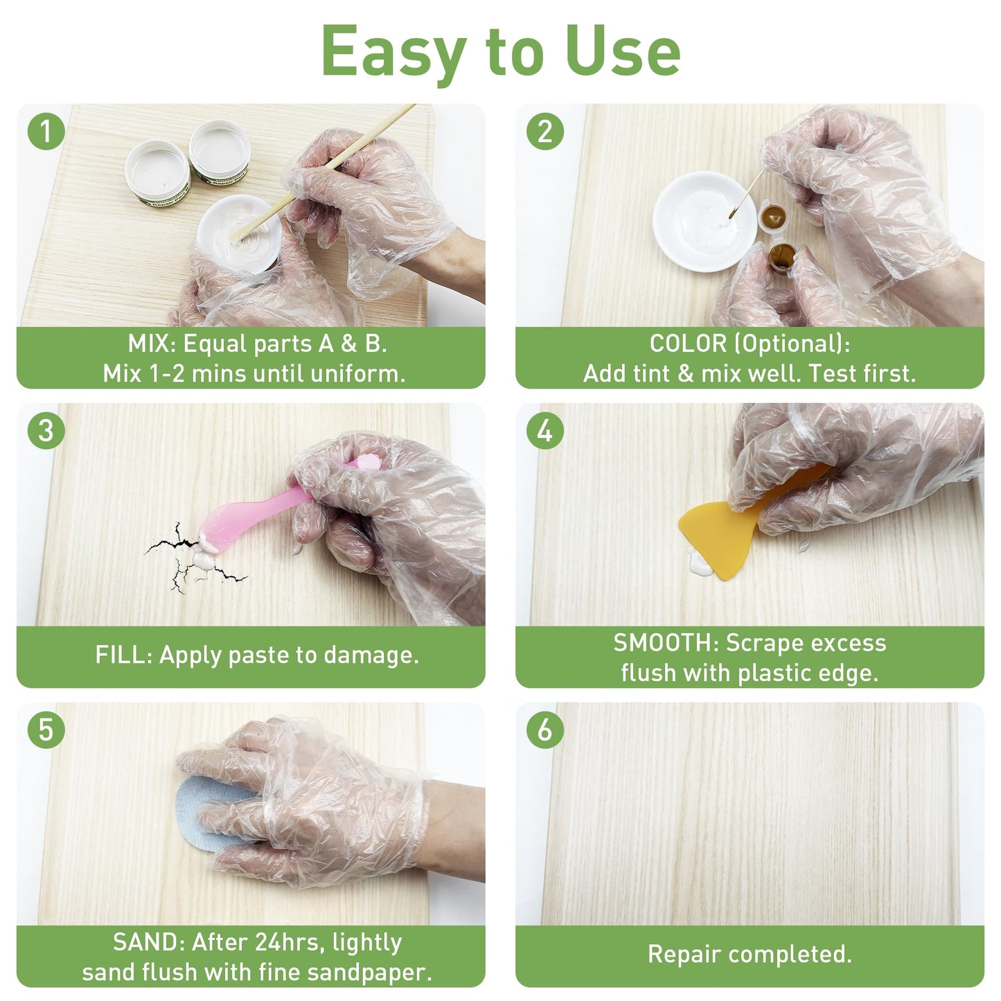 PIBEIBUK Surface Repair Kit for Tubs, Tiles, Countertops - Fixes Chips, Cracks, Scratches, Holes (Fiberglass, Porcelain, Stone, Acrylic)