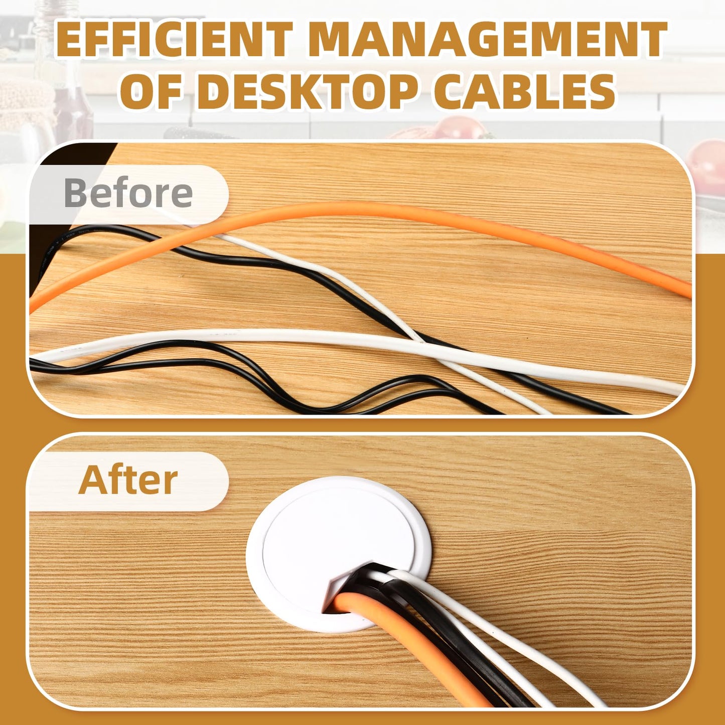 Desk Grommet 2 Inch (50 mm) 10 Pieces, Desk Hole Cover for Cables White, ABS Plastic Grommet Hole Cover with Hole Saw for Wires Cables Through The Countertop by XIOGZAXI