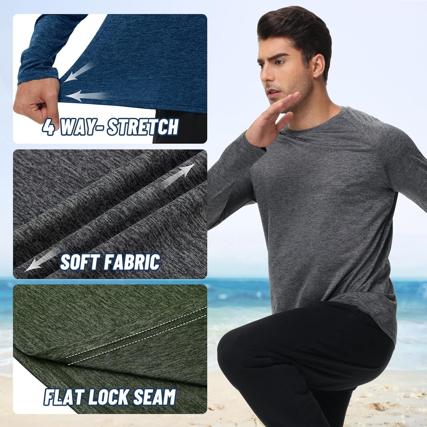 Skiennix Long Sleeve Shirts for Men - Quick Dry UV Protection T-Shirts | Perfect for Fishing & Gym