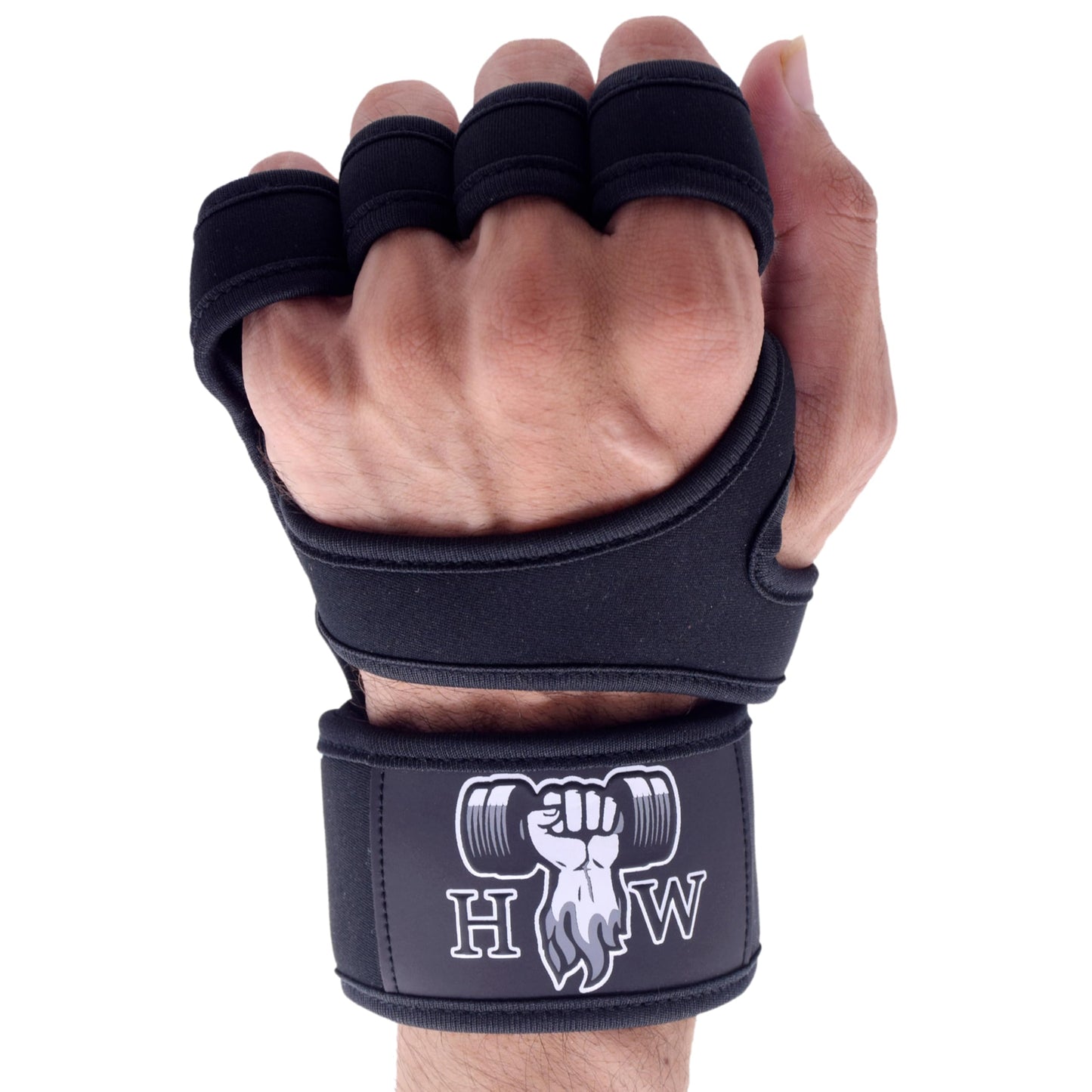 HW Weight Lifting Gloves – Built-in Wrist Wraps for Unbeatable Support in Gym, Crossfit & Strength Workouts (Men & Women) (Large)