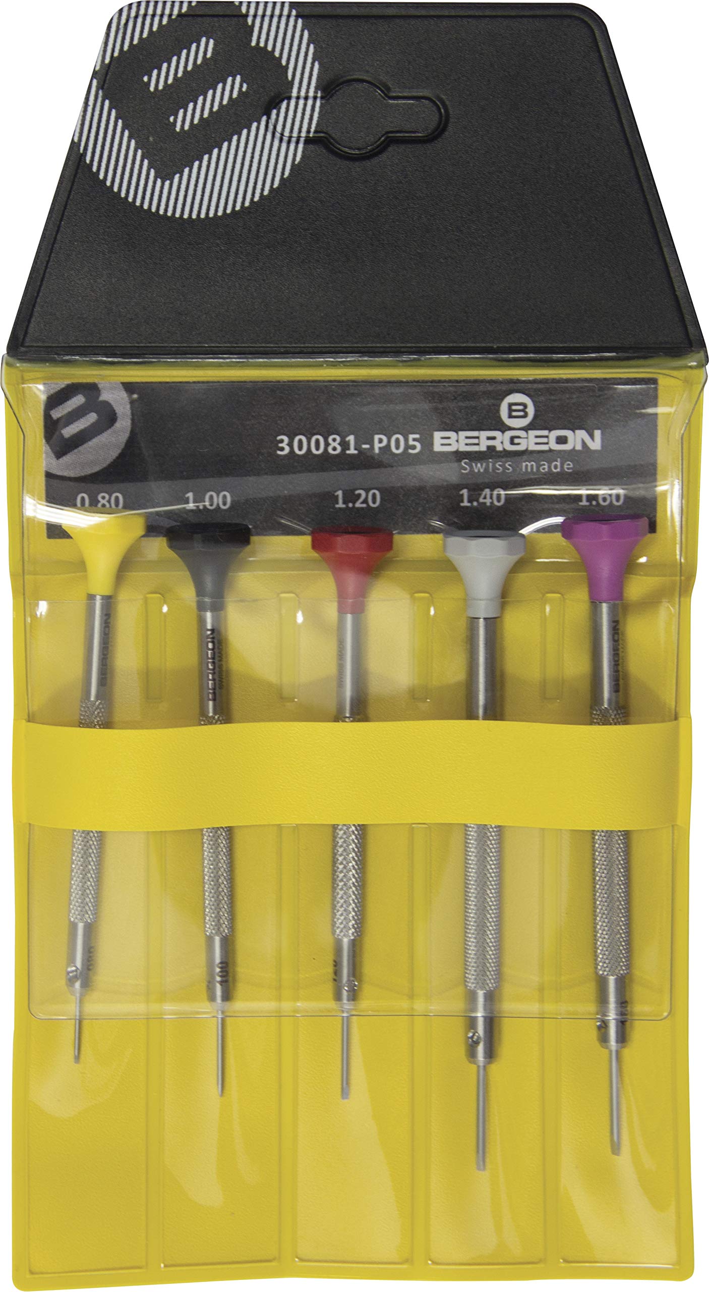 Bergeon 30081-P05 Stainless Steel Assortment of 5 Screwdrivers - Swiss Made