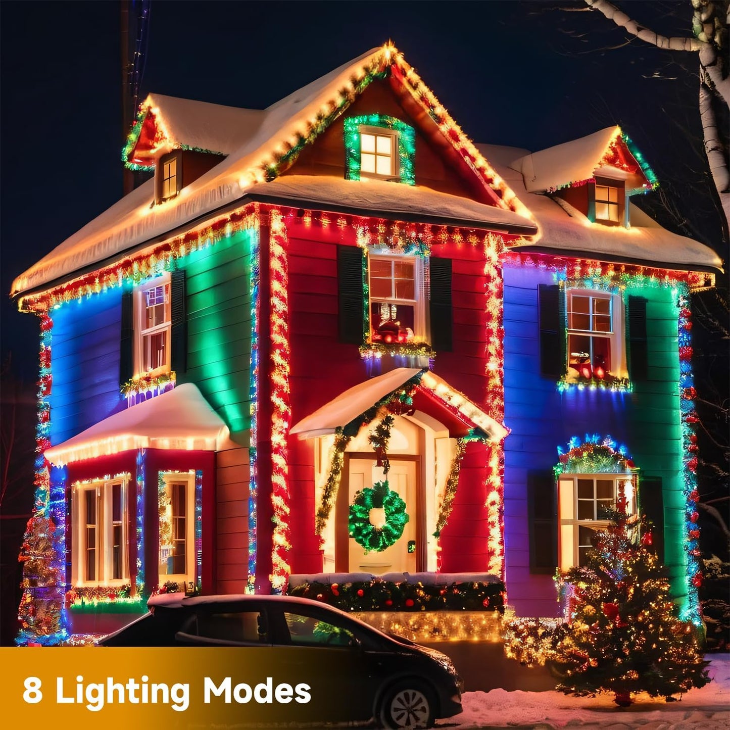 Electight Solar Fairy Lights Outdoor, 66FT 200 LEDs Solar Powered String Lights with 8 Lighting Modes, Waterproof Solar Fairy String Lights for Outside, Christmas, Holiday (Multicolor)