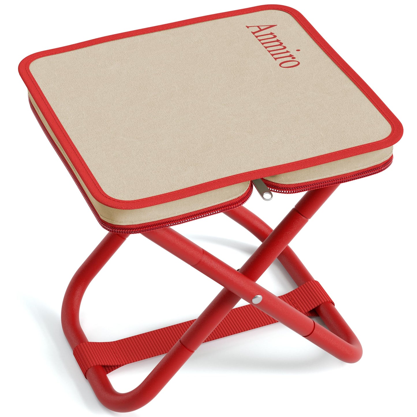 Anmiro Portable Folding Camping Stool, 12.6 Inch Lightweight Mountaineering Hiking Stool, Outdoor Beach Fishing Garden Foldable Stool with Carry Bag, Supports Up to 200LB