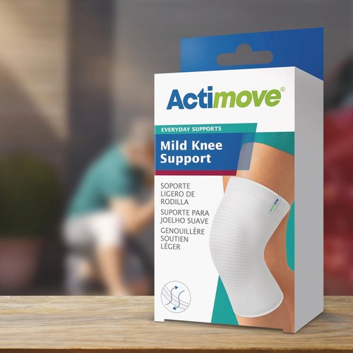Actimove Everyday Supports Mild Knee Support - Mild Support, Lightweight, Easy to Apply for Slightly Swollen and Aching Knees – White, Large