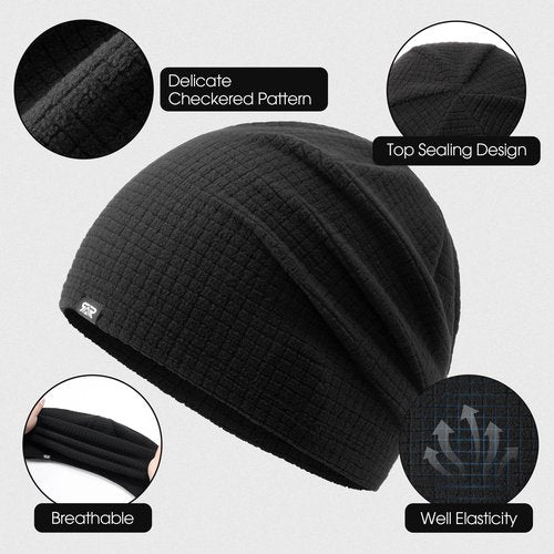 AUSFLUG Beanie Skull Cap for Men Women Winter Slouchy Beanie Hat, Warm for Outdoor Skiing, Running & Work Black