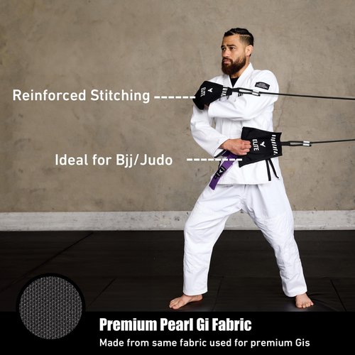 Elite Sports Jiu Jitsu Grip Trainer Simulate Gi - Resistance Band Grip Strength Trainer for BJJ MMA Judo & Grappling Training