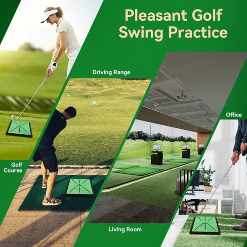 Golf Hitting Mat - 16"x12" Golf Practice Mat Golf Turf Mat, Swing Path Feedback System, Non-Slip Rubber Base, Practice/Training Gifts | Indoor/Outdoor Use Golf Gift for All Skill Levels