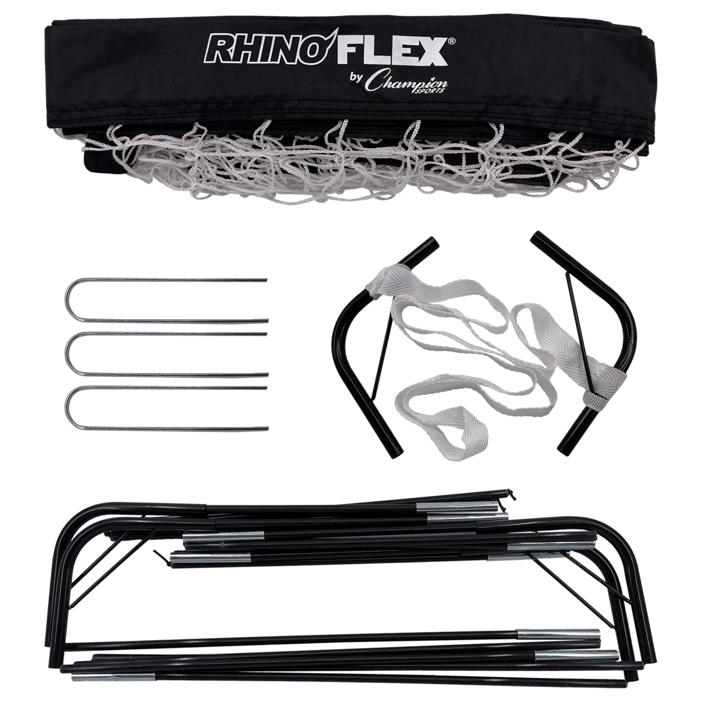 Rhino Flex 4'x 3' Portable Soccer Goal by Champion Sports – Durable, Lightweight, Foldable with Carry Bag and Ground Stakes for Backyard, Park, or Training - Black