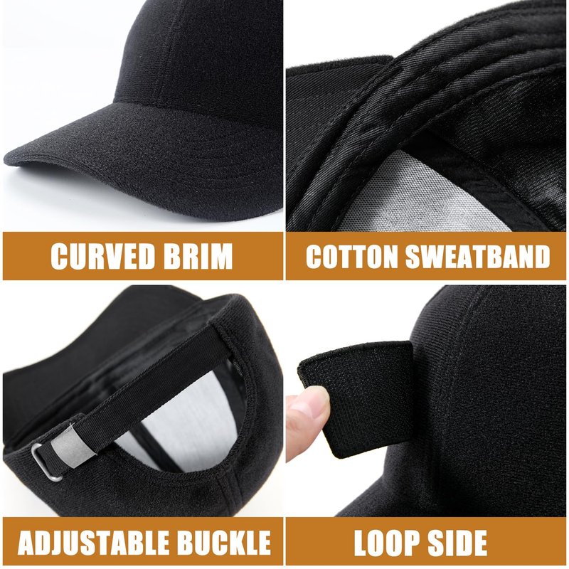 Classic Black Baseball Caps for Men Women Golf Dad Hat Patches Plain Cap Full Surface Hook-and-Loop Adjustable Trucker Hat Patch Hats for Mens Baseball Hats Running Outdoor Activities All Seasons