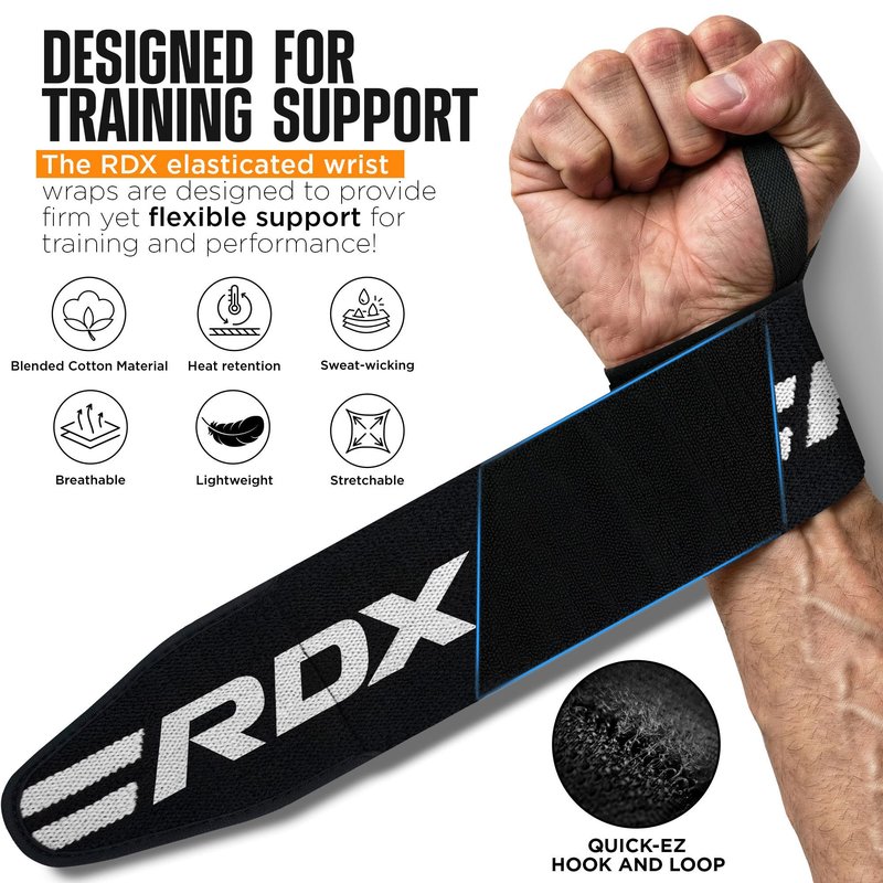 RDX Wrist Wraps for Weightlifting (Pair), IPL USPA Approved, Elasticated 18” Cotton Straps Support with Thumb Loop, Gym Wrap for Weight Lifting Powerlifting Competition Strength Training Bodybuilding