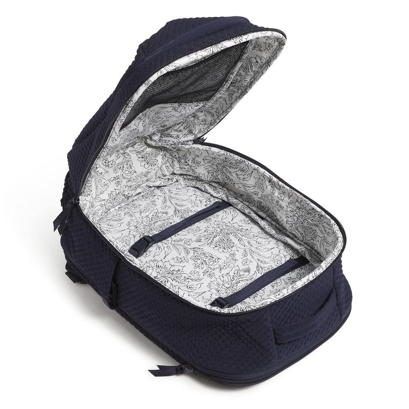 Vera Bradley Women's Microfiber Large Travel Backpack Travel Bag, Classic Navy, One Size
