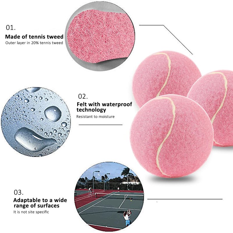 URBEST Tennis Balls, 12 Packs Training Tennis Balls Practice Balls for Novice Player, Pet Dog Playing Balls with Mesh Carry Bag (Light Pink)
