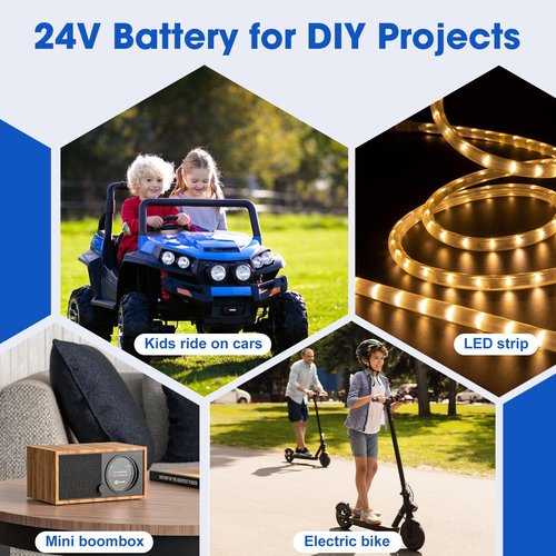 Senharbu 24V 2.6Ah Lithium Ion Battery 24 Volt Rechargeable Battery Replacement with Charger, Charging Cable, Cable Connector