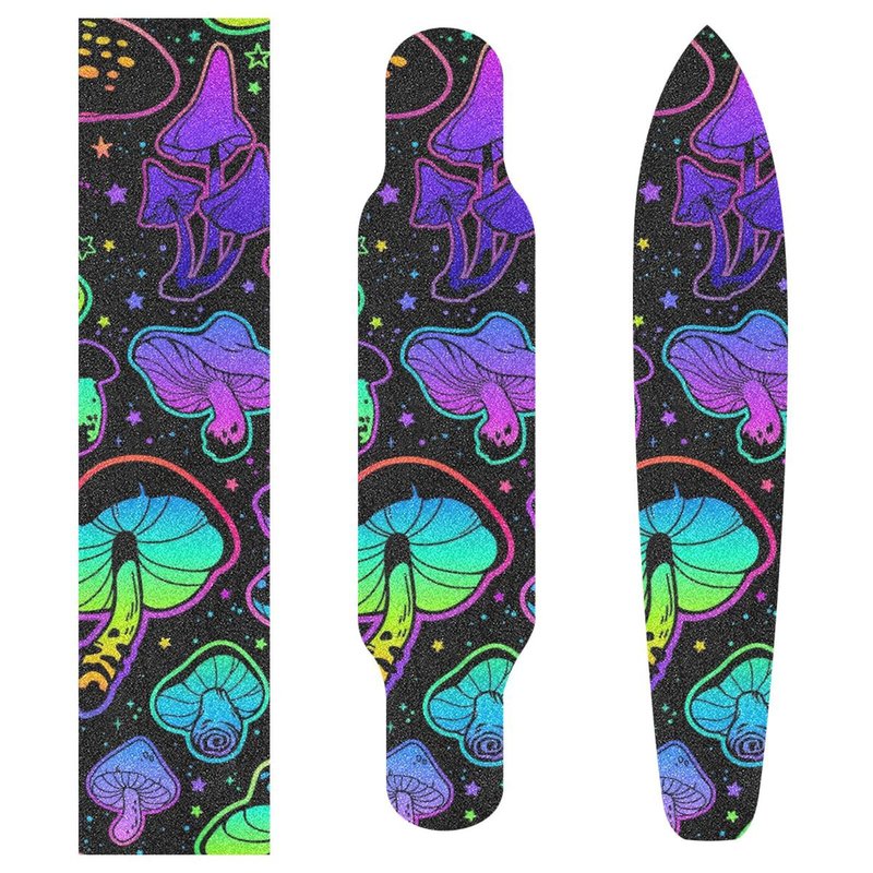 SDMKA Psychedelic Mushrooms Skateboard Grip Tape 10" x 40" Bubble Free Waterproof Skateboard Grip Tape Sheet Non Slip Griptape for Skateboard Longboard
