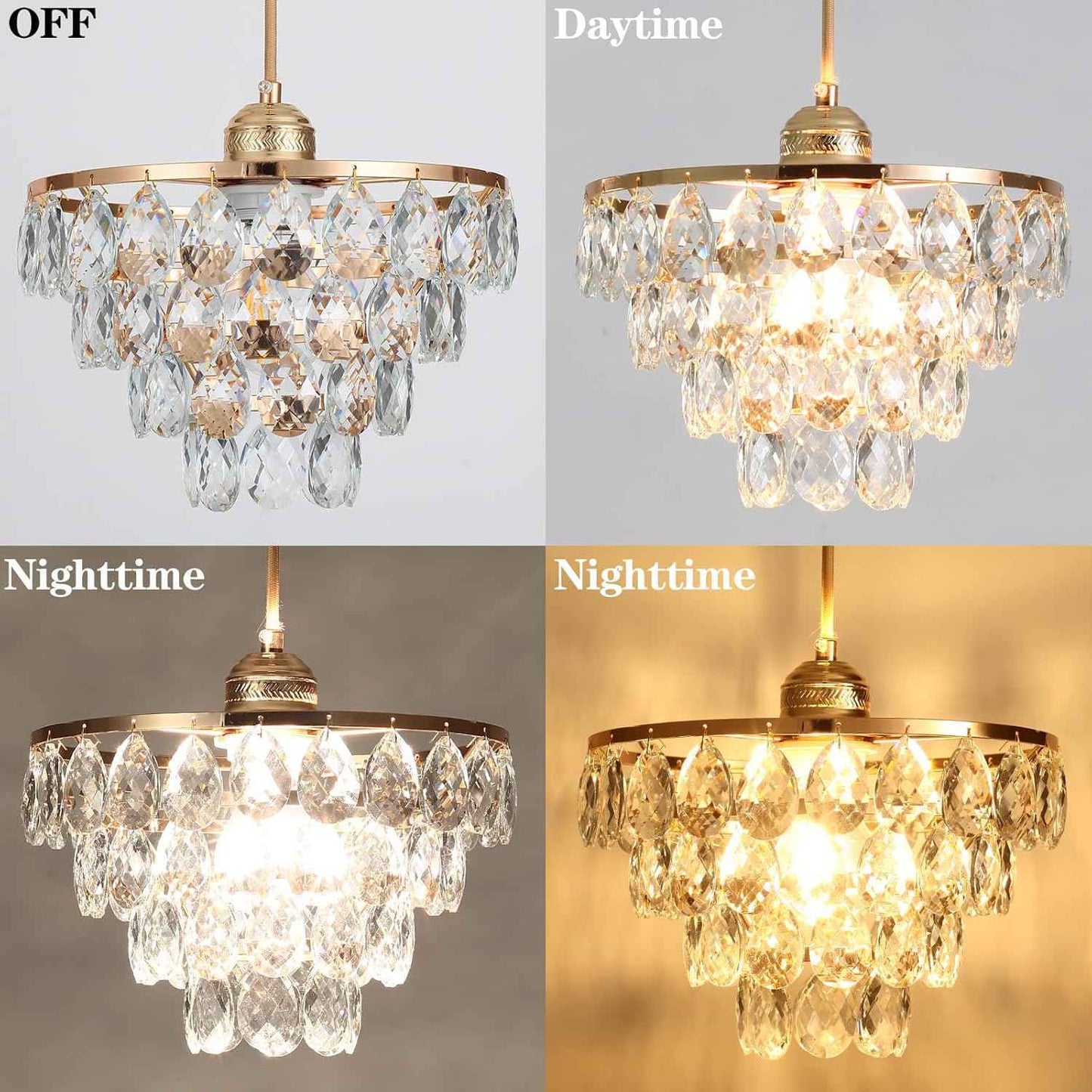 Gold Crystal Mini Chandelier - Modern Flush Mount Ceiling Light for Hallway & Bedroom