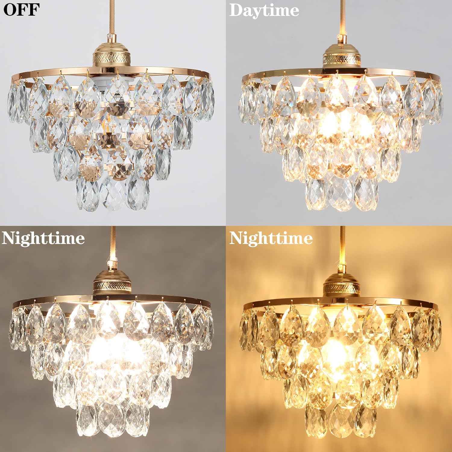 Gold Crystal Mini Chandelier - Modern Flush Mount Ceiling Light for Hallway & Bedroom