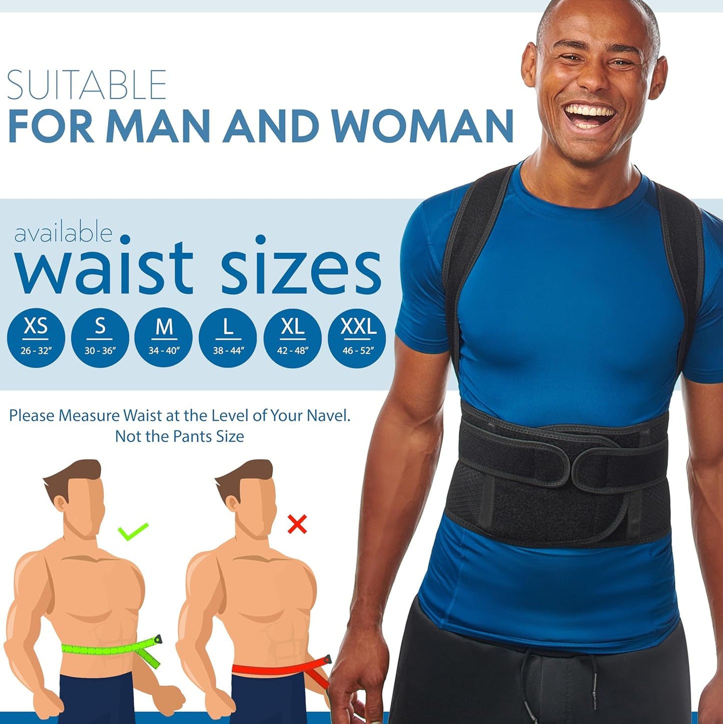 Selbite Posture Corrector - Adjustable Back Brace for Men & Women | Pain Relief & Support (Large)