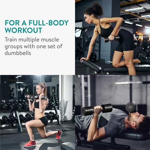 Navaris Adjustable Dumbbells Set - Exercise Hand Weights for Women & Men - Compact Free Weight Sets with Non-Slip Grip, Robust ABS Shell - Small Ladies Dumbbell - 1kg to 3.5kg each