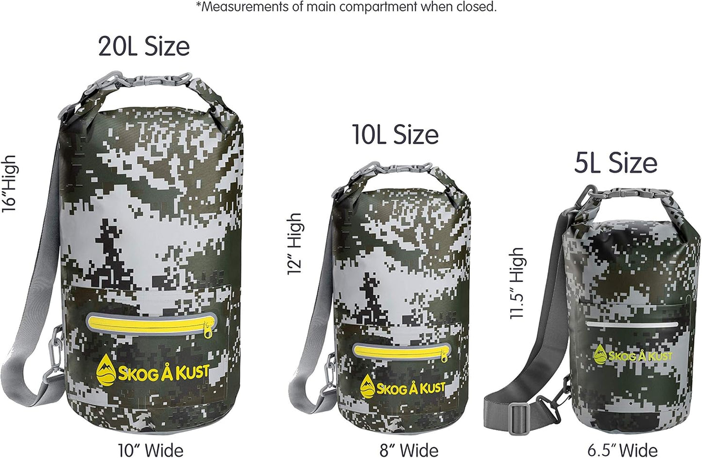 Skog Å Kust DrySak - Waterproof Roll Top Travel Bag for Outdoors - Available in 5, 10 & 20 Liters