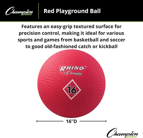 Champion Sports Playground Ball - Durable High-Bounce Balls in Sizes 5" to 16" for Gym & Play