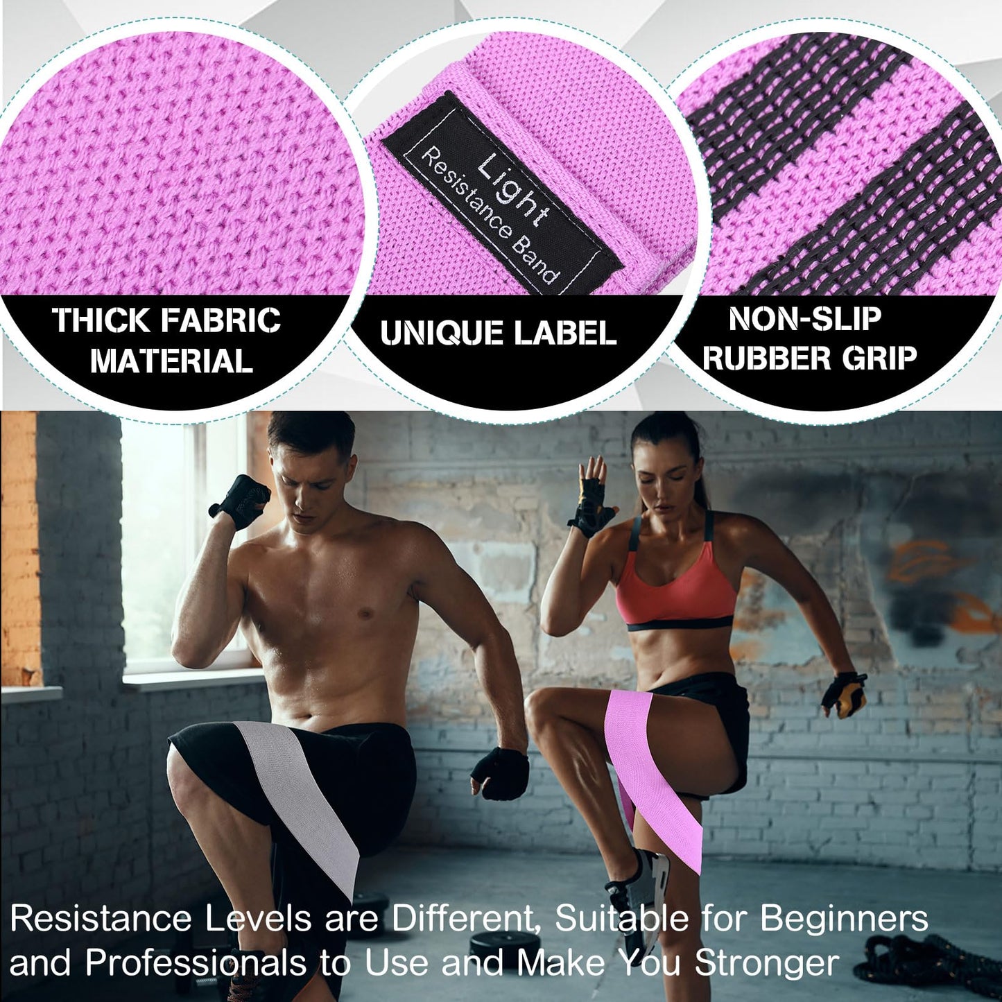 Shappy 20 Pcs Fabric Resistance Bands for Working Out Women Men 5 Levels Non Slip Stretch Workout Bands for Hip Thigh Booty Elastic Exercise Bands for Leg Pilates Squat Yoga Pull Up Workout