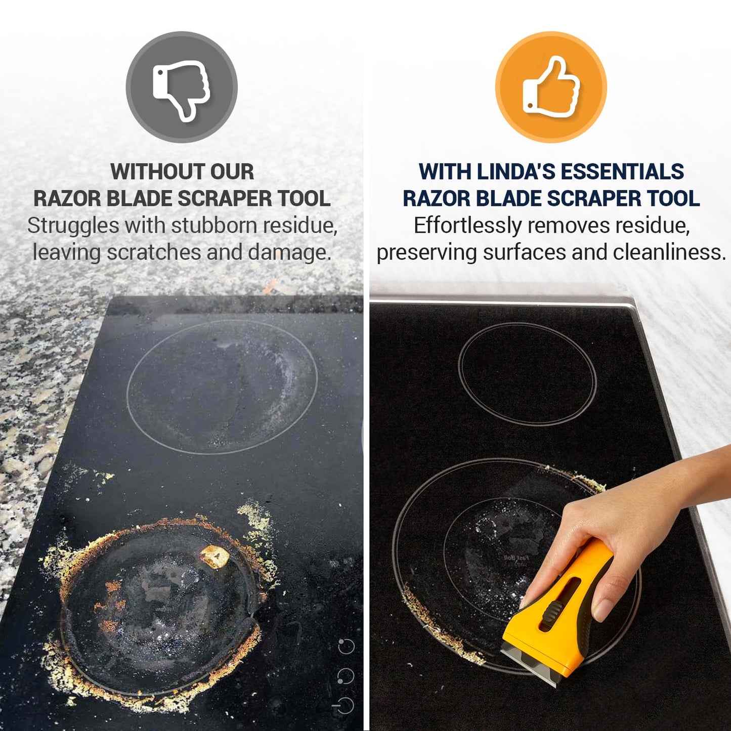 Razor Blade Scraper Tool With 15 Extra Blades - Razor Scraper Tool for Glass, Glass Stove Top Scraper, Scraper Tool Kitchen, Paint Scraper Tool, Glass Scraper, Window Scraper, Scraper For Cleaning