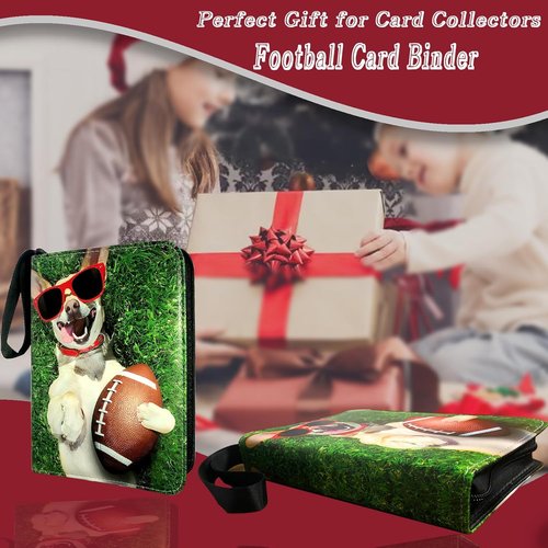 Football Card Binder - 400 Pockets with 50 Removable Sleeves | 3 Ring Zippered Collector Album