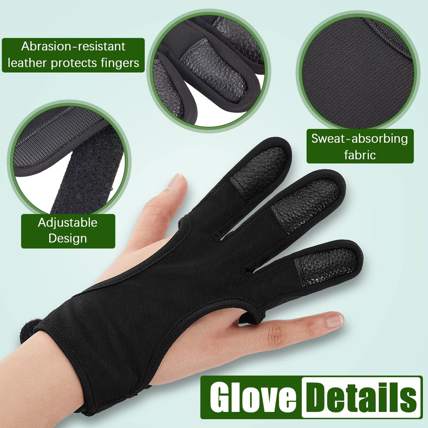 3 Pcs Archery Accessories Including Protective Archery Arm Guard Leather Padded Three Finger Hunting Gloves Back Arrow Quiver Hip Arrows Bag for Men Women Youth Adults Beginners Hunting Shooting