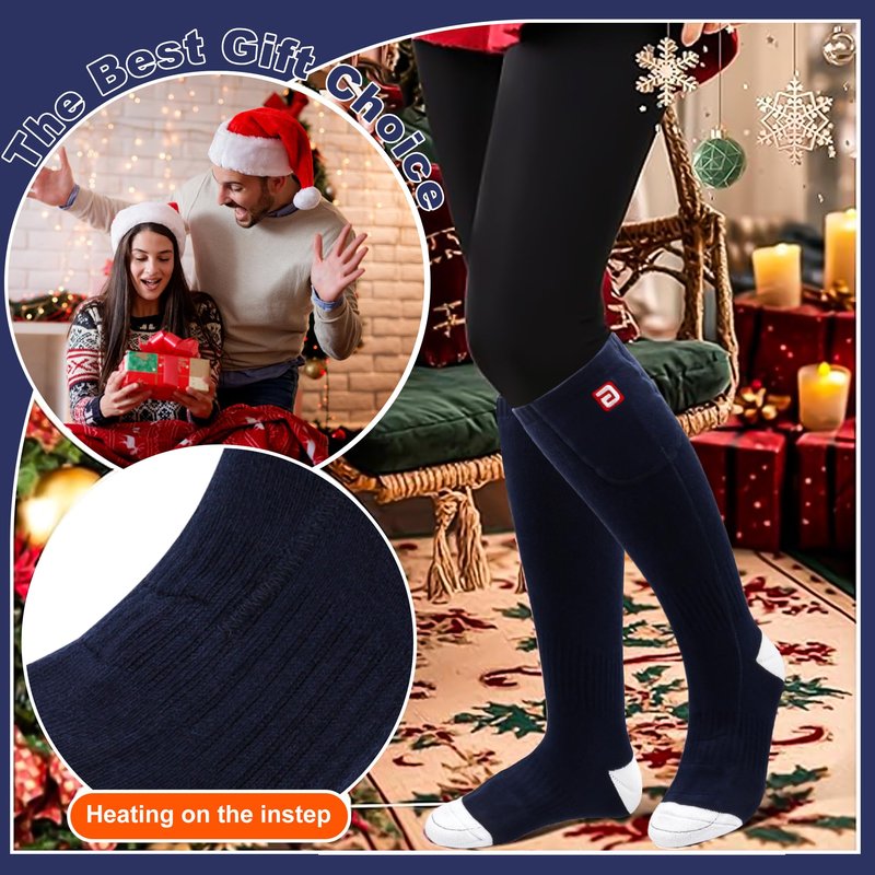 CODSOK Heated Socks Rechargeable Electric 3.7V 4000mAh Winter Navy Socks Cold Foot Warmers for Cycling Skiing Fishing Dog Walking Hiking Camping