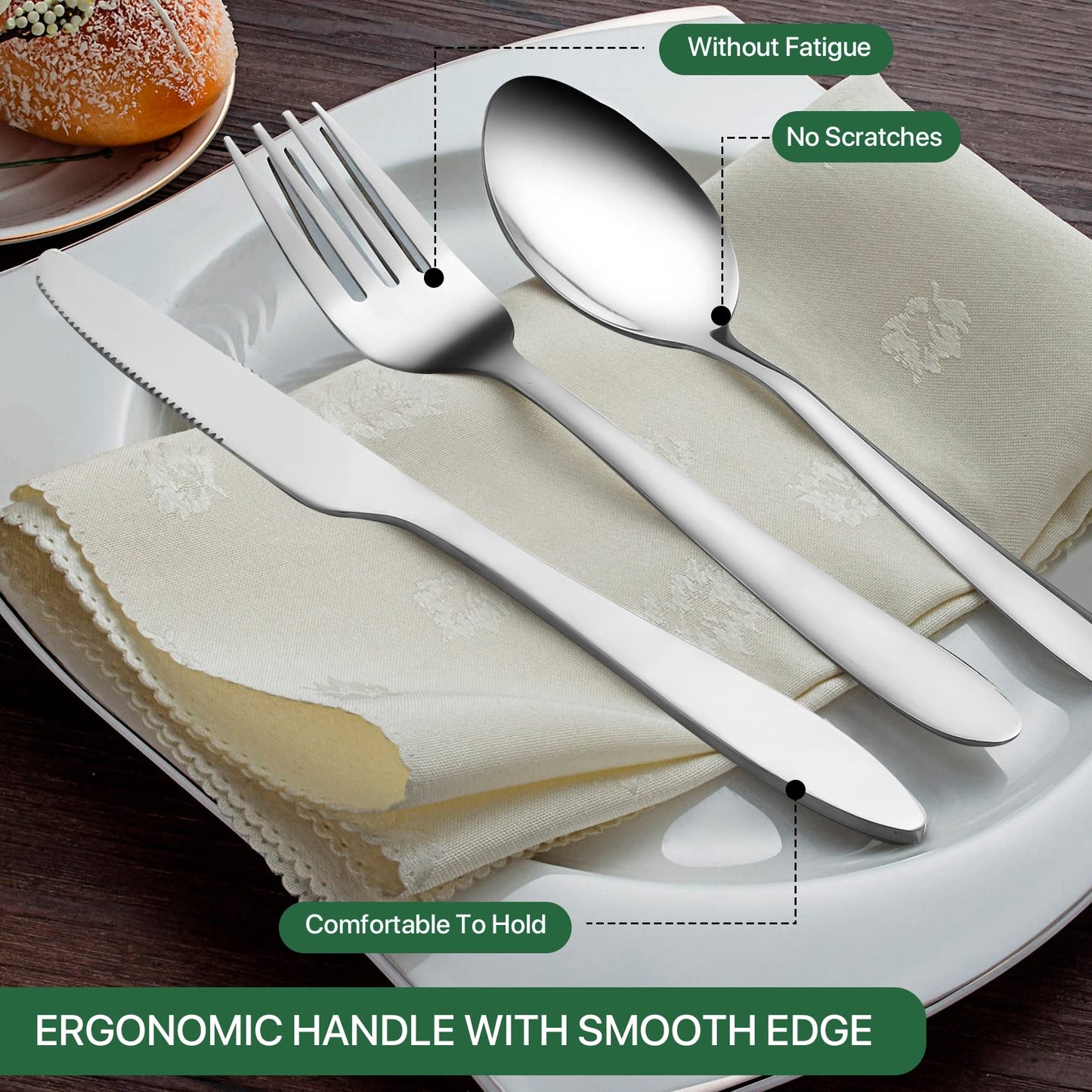 HMDZMR Travel Utensils with Case, 4pcs Stainless Steel Knives Spoons and Forks Set, Reusable Cutlery Set for Camping Picnic Hiking Office