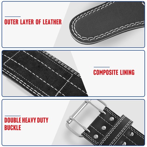 Elevens Lifting Belts Weight Belt Weightlifting Belts Leather GYM Belts for Strength Training, Lifting Support for Men & Women, White&Black, L: 34"-38" (A-YD13006)