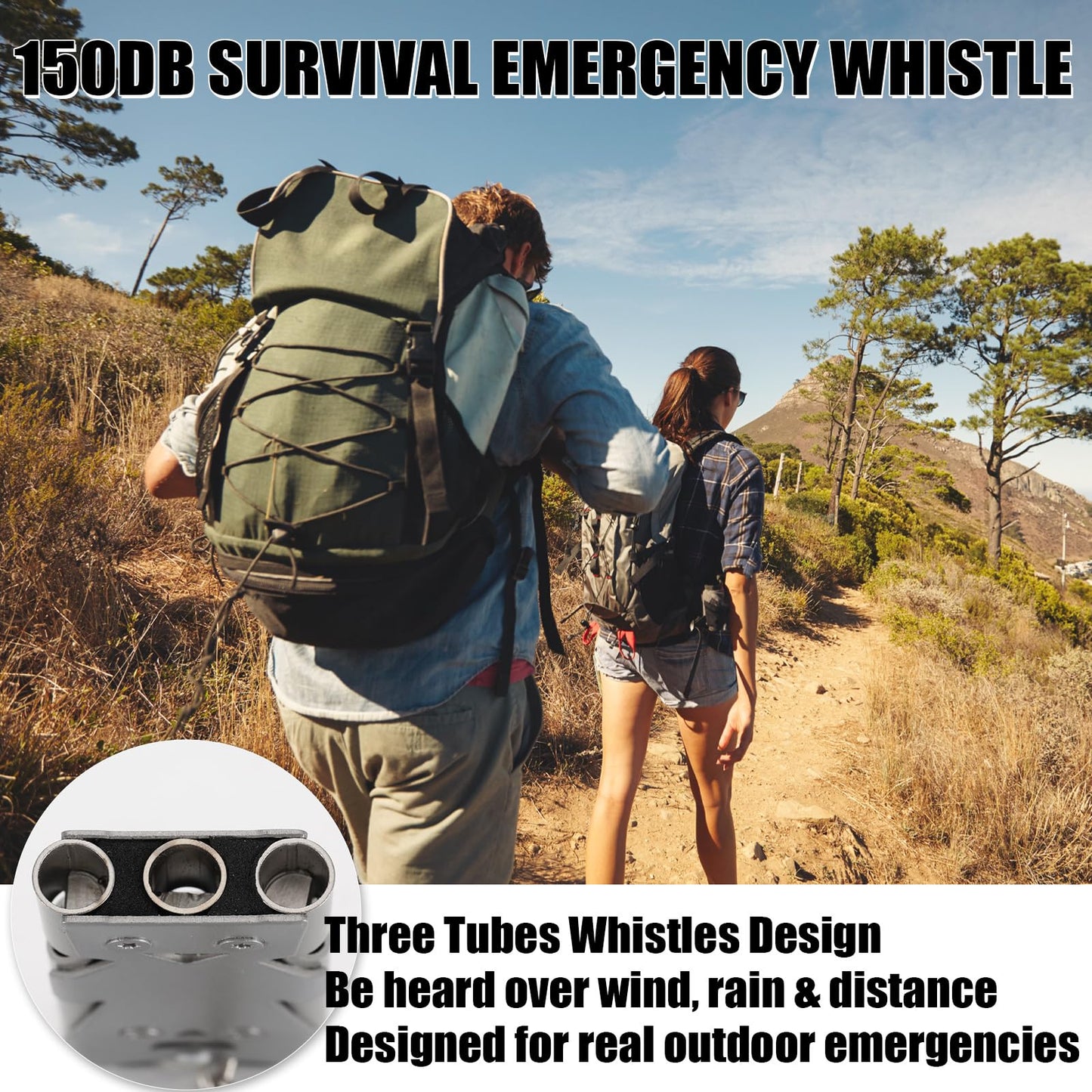 Konohan 2 Packs Emergency Whistle for Women Safety 130db Loud Whistles Self Defense Three Tubes Whistle with Keychain Stainless Steel Alarm for Girls Kids Jogging Running Travel Outdoor