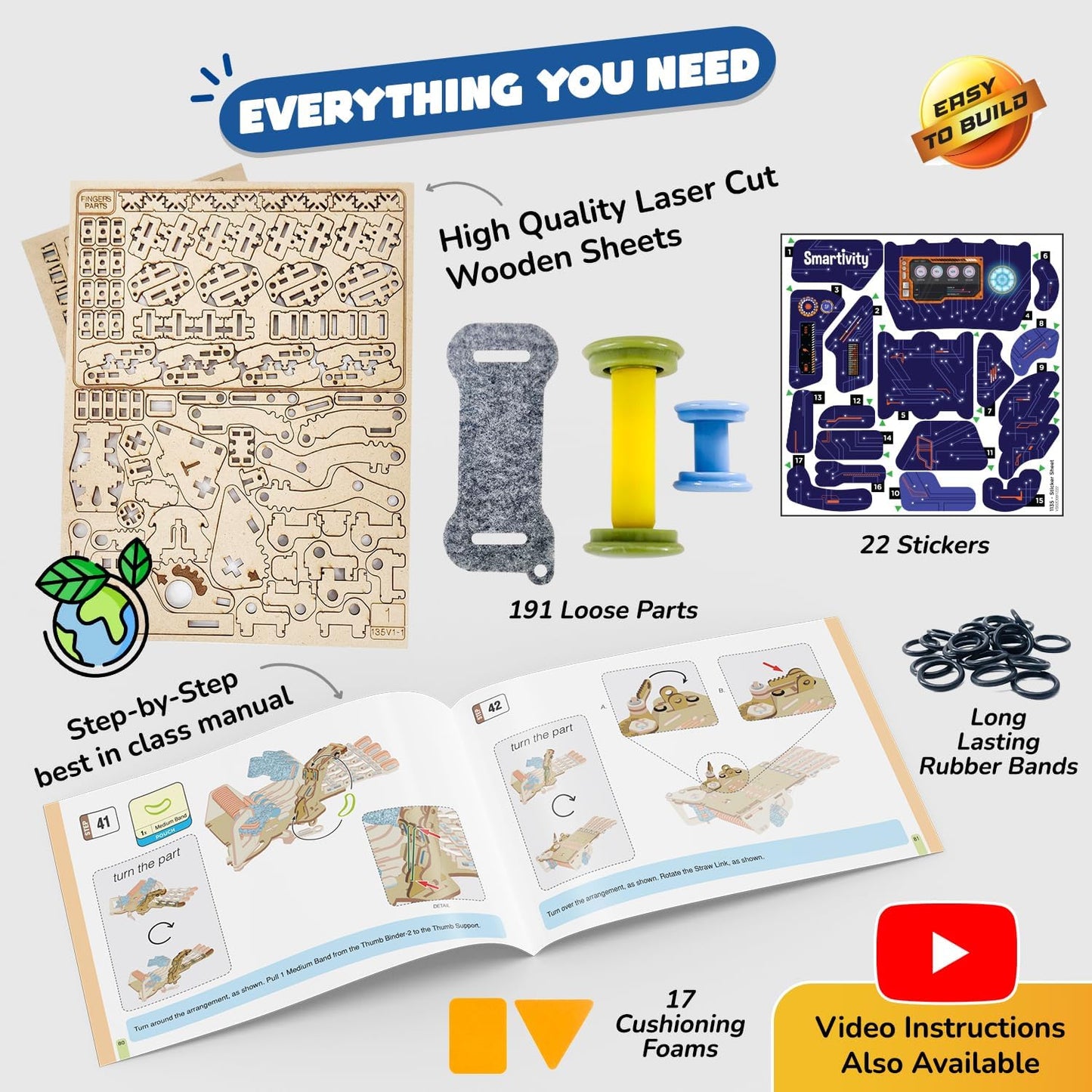 Smartivity DIY Robotic Mechanical Hand - Award-Winning STEM Toy for Kids Ages 8-14 | Perfect Birthday Gift