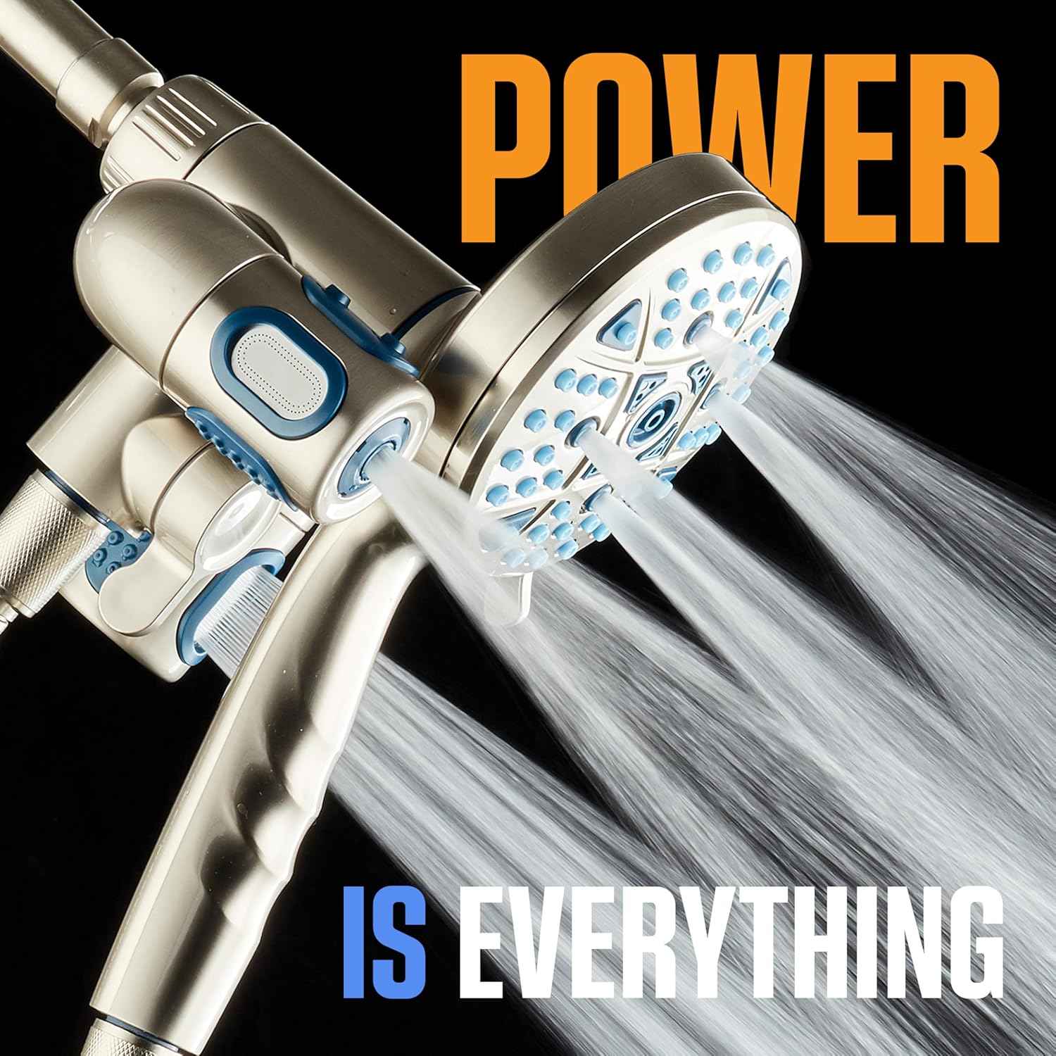 Polaris High Pressure Shower Head & Handheld Combo - 208 Settings, Magnetic Dock, Chrome Finish