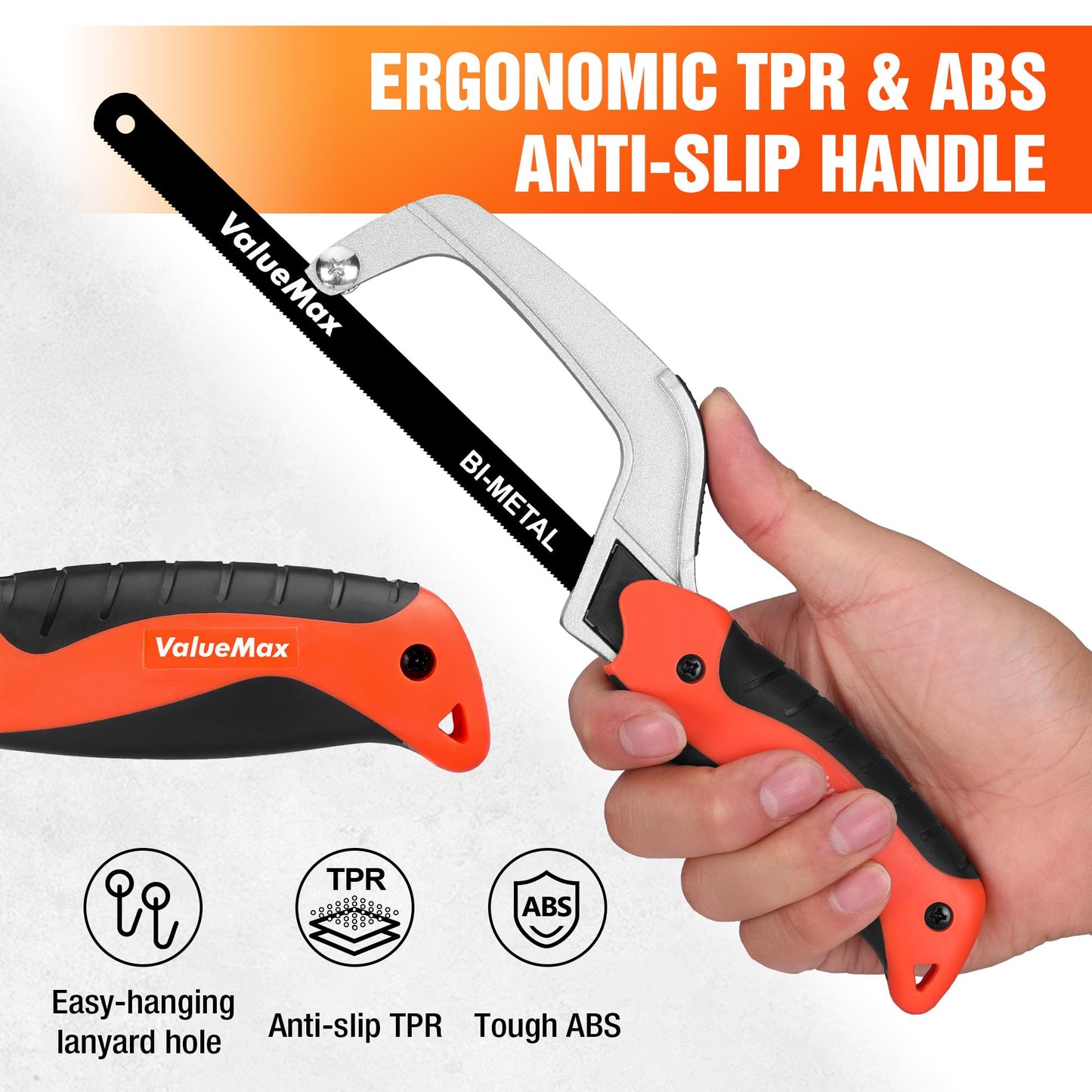 ValueMax Hacksaw, Mini Metal Saw with Extra 1 Piece Bi-Metal 10 Inch Blade, Aluminum Small Hack Saw for Wood Plastic