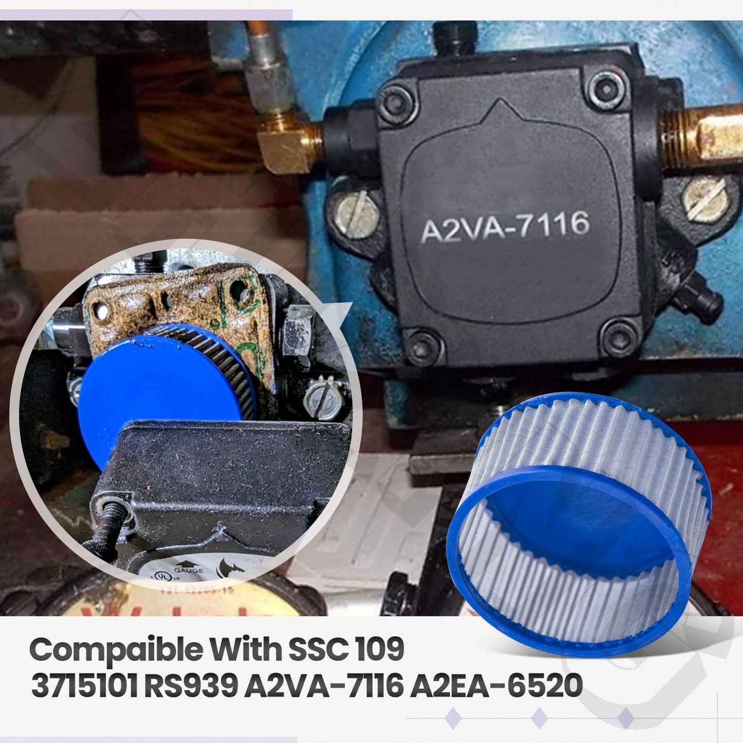 ZHIXING A2VA7116 A2EA6520 Strainer Kits Compaible with Suntec -Beckett Oil Burner, Includes Gaskets A2VA7116 A2EA6520 for SSC 109 3715101 RS939 A2VA-7116 A2EA-6520 A1VA-7112