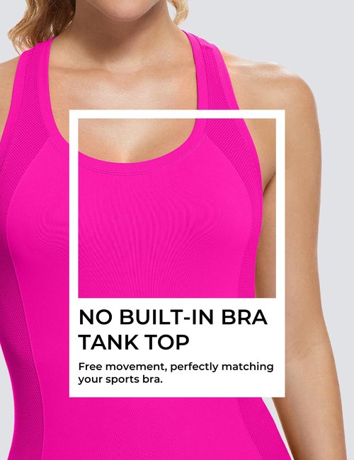 MathCat Workout Tops for Women Racerback Tank Tops Seamless Running Tank Tops Muscle Tank Sleeveless Gym Tops Yoga Athletic Shirts Hot Pink