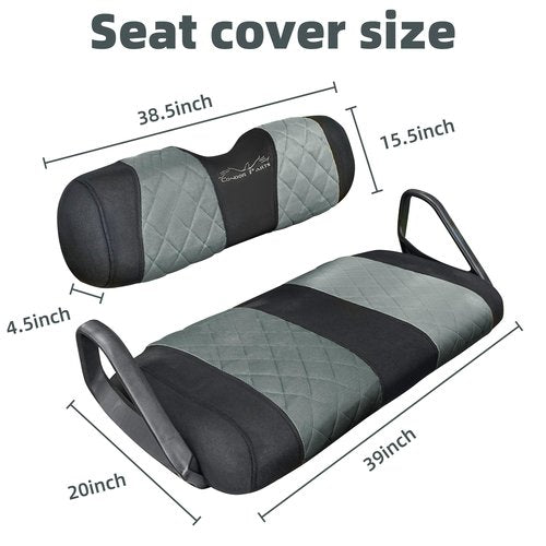 Jaxpare Golf Cart Diamond Seat Covers Kit Fit for EZGO TXT 1994-2013/EZGO RXV OEM Ordinary Front Seat Cushion.Breathable and Washable Sandwich Mesh Air Spacer.Renew Your Golf Cart.