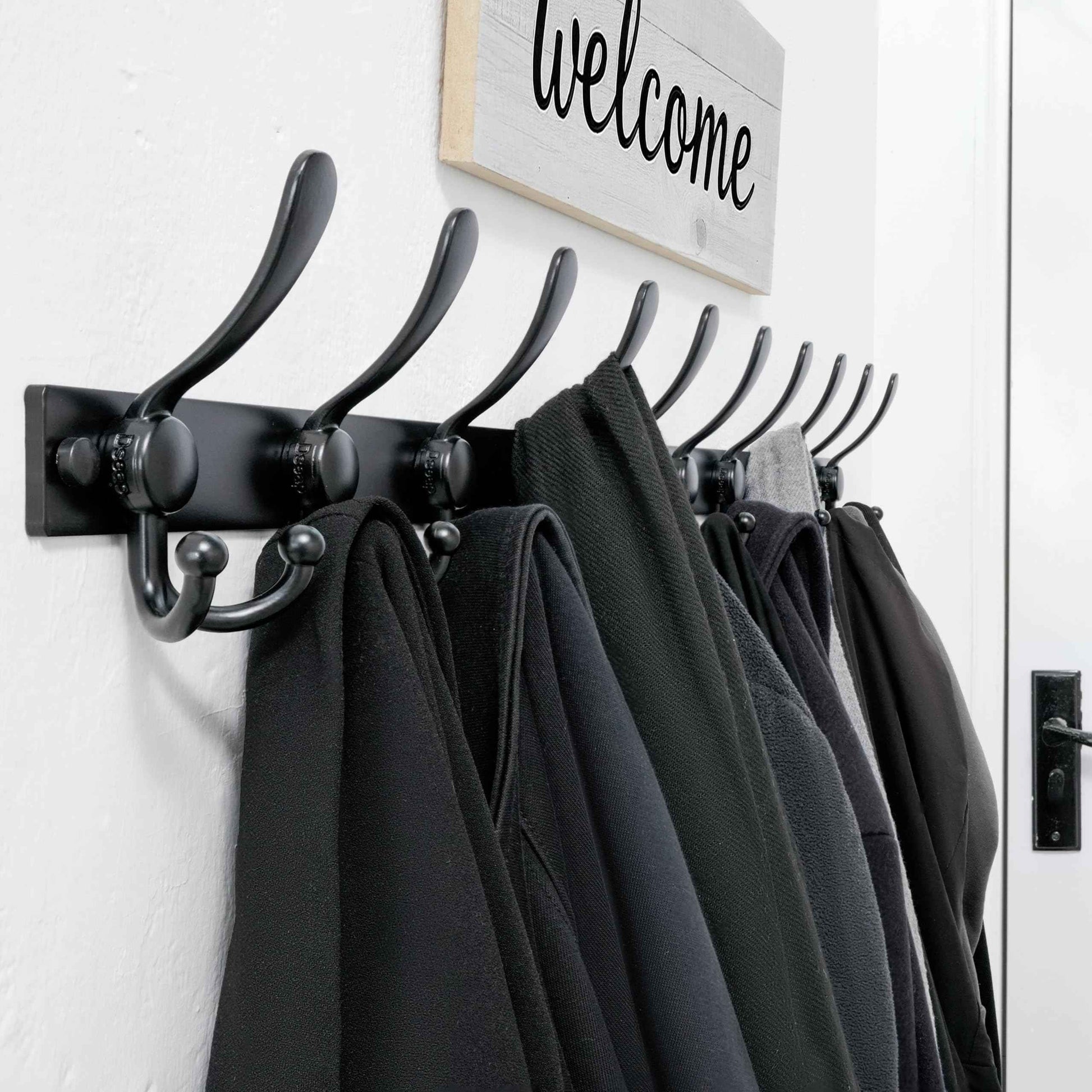 Dseap Coat Rack Wall Mount 2.0 Pro: Heavy Duty 300% Thicker, 16" Stud Mount, Stainless Steel Wall Coat Hooks Hanger for Clothes Jackets Hats Entryway Closet, MaxStrong Series, Black