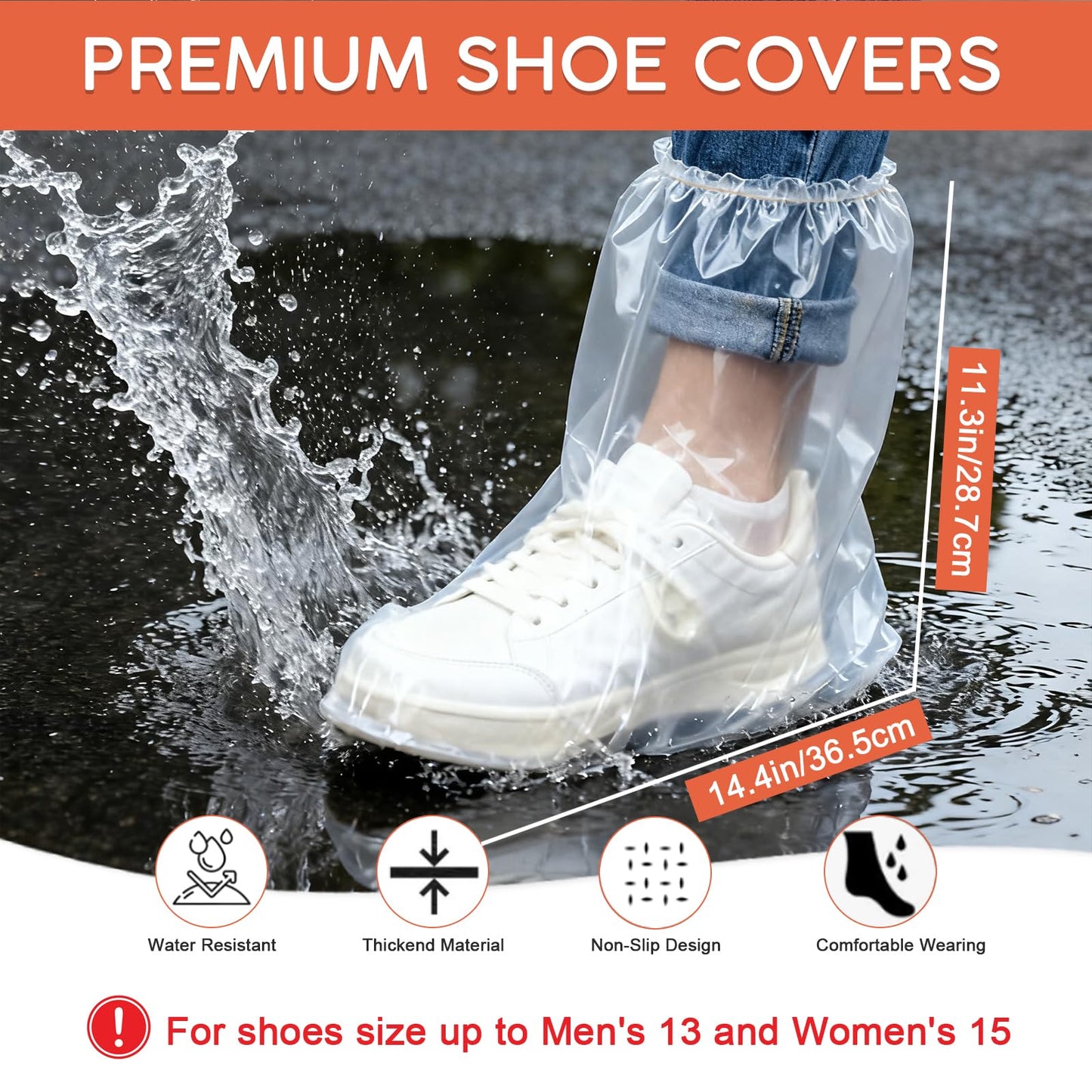 10 Pairs Shoe Covers for Rain, Thickened Disposable Rain Shoe Covers Waterproof, Non-Slip Outdoor Boot Protector for Men Women (Clear)