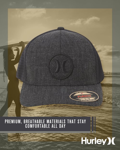 Hurley Mens Hat - Oceanside Flex Fitted Trucker Hat, Size Large-X-Large, Light Bone