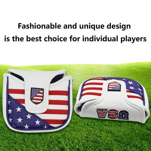 HISTAR Golf Square Putter Head Cover Magnetic Mallet Putter Cover with USA Stars Stripes for Scotty Cameron Odyssey Putter Cover