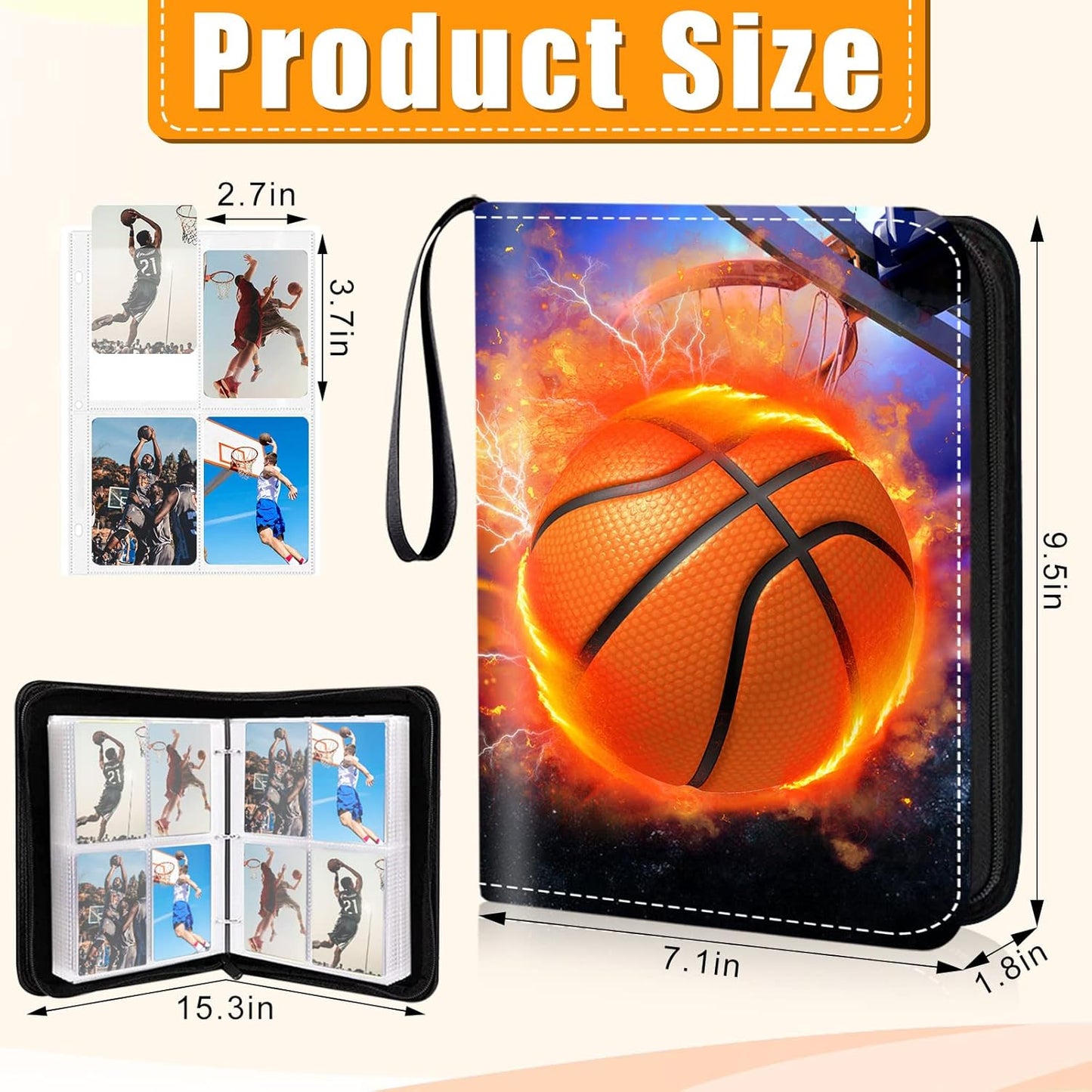 Skiennix Premium Basketball Card Binder - 400 Double-Sided Pockets, Water-Resistant, 3-Ring Album