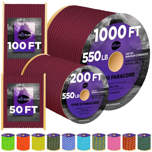 TECEUM Paracord Rope Type III 550 – Tactical MIL-SPEC – Outdoor para Cord